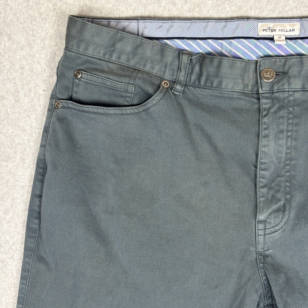Peter Millar Ultimate Sateen 5 Pocket Pants Mens 40 Grey Straight Leg Stretch - Picture 4 of 10